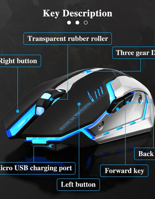 Load image into Gallery viewer, Gaming Mouse Rechargeable 2.4GWireless Bluetooth Mouse Mute Ergonomic Mouse for Computer Laptop LED Backlit Mice for IOS Android
