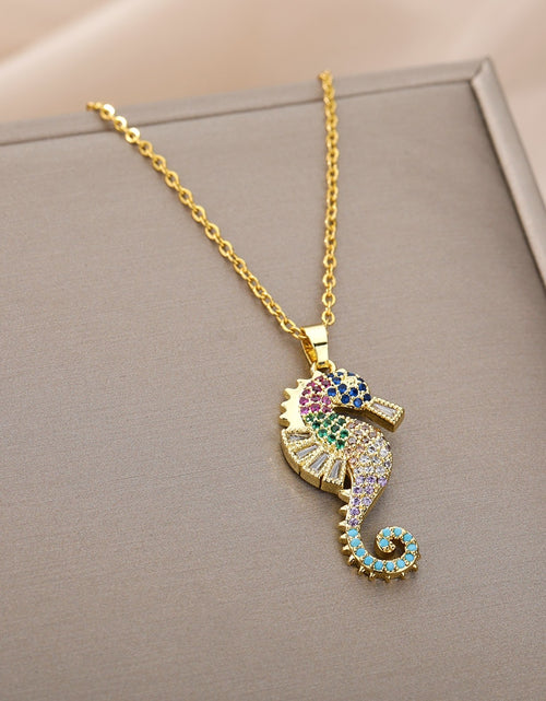 Load image into Gallery viewer, Sea Horse Pendant Necklace For Women Stainless Steel Gold  Color Necklaces 2022 Trend Couple Aesthetic Jewerly collares
