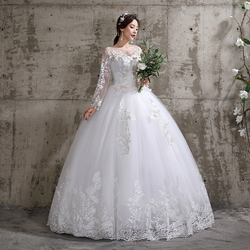 Wedding Dress 2022 New Birde Long Sleeve Ball Gown Luxury Lace Wedding Dresses Vestido De Noiva Robe De Mariee Plus Size