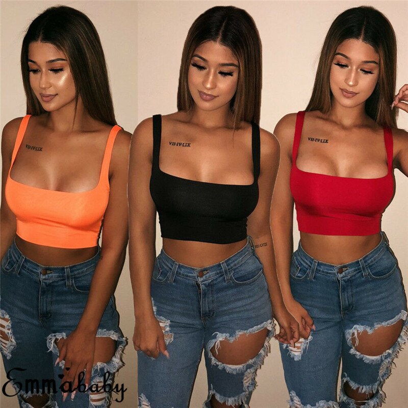 Women Sexy Crop Top Tank Summer Causal Vest Beach Sleeveless T-Shirt  Sports Holiday Tank Top 7 Colors