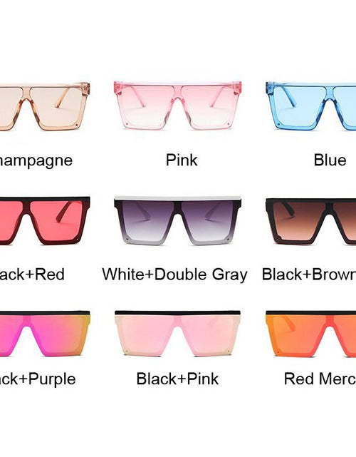 Load image into Gallery viewer, Retro Fashion Square Sunglasses Woman Big Frame Black Pink Ladies Sun Glasses Oversized Flat Top Colorful Lunette De Soleil
