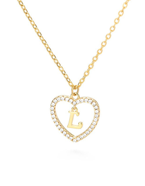 Load image into Gallery viewer, Heart Initial Necklace For Women Hollow Zircon Alphabet Necklaces Letter Pendant 2022 Trend Couple Jewelry Gift collier femme
