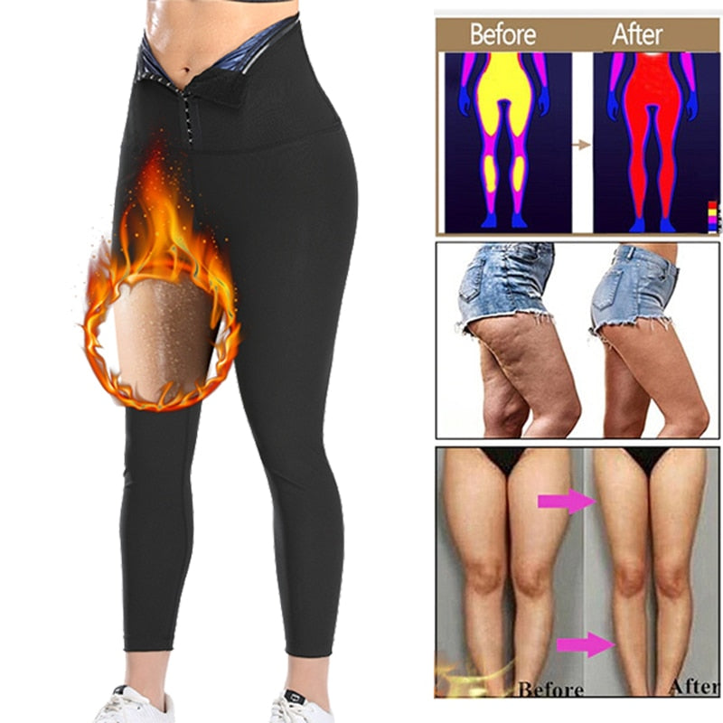 Women&#39;s Sweat Leggings Waist Trainer Body Shaper Sauna Compression High Waist Sport Pants For Weight Loss Slimming Shapewear