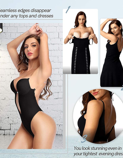 Load image into Gallery viewer, Women Plunging Deep V-Neck Strapless Backless Bodysuit Seamless Thong Full Body Shapewear for Wedding Party
