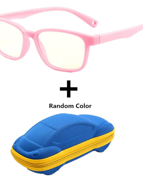 Load image into Gallery viewer, Anti blue Light Kids Glasses Boys Girls Optical Frame Computer Transparent Glasses Children Silicone Soft Eyeglasses +Car Case
