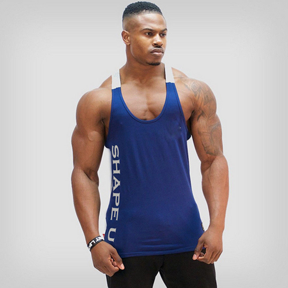 Sports Running T-shirt Men Gym Fitness Tops Tee Shirt Stringer Bodybuilding Singlets Muscle Vest T Shirt Workout Shirt