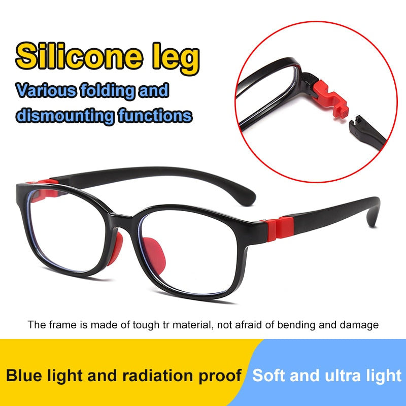 Anti Blue Light Kids Glasses Children Boy Girls Computer Transparent Blocking Reflective Eyeglasses silicone Soft Frame Eyewear