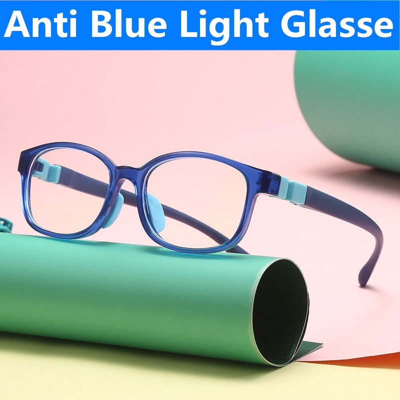 Anti Blue Light Kids Glasses Children Boy Girls Computer Transparent Blocking Reflective Eyeglasses silicone Soft Frame Eyewear