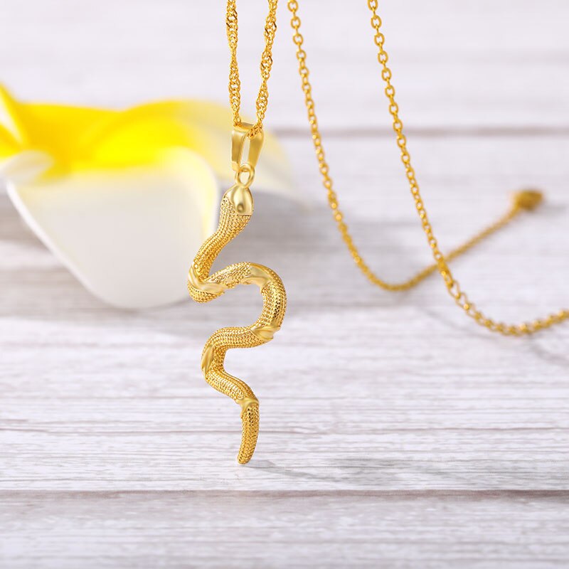 Snake Pendant Necklace For Women Simple Gold Color Animals Necklace Collar Pendant Stainless Steel Jewelry collar hombre