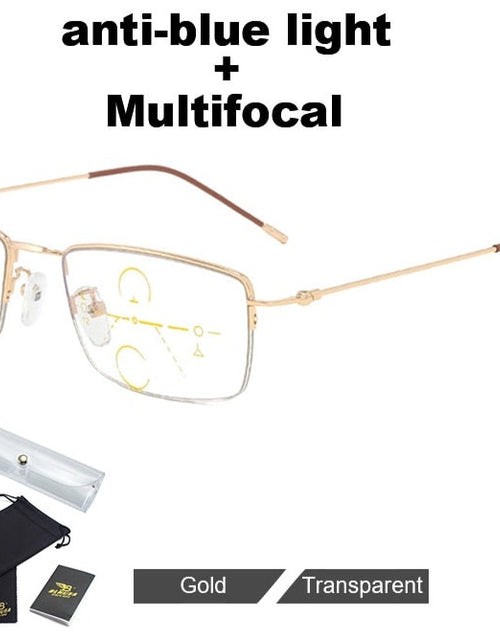 Load image into Gallery viewer, Ultra Light Anti Blue Light Reading Glasses Men Progressive Multifocal Looking Far And Near Eyeglasses Elderly Business Glasses
