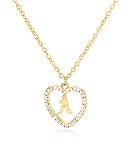 Load image into Gallery viewer, Heart Initial Necklace For Women Hollow Zircon Alphabet Necklaces Letter Pendant 2022 Trend Couple Jewelry Gift collier femme
