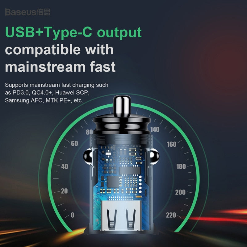 30W USB Car Charger Quick Charge 4.0 3.0 FCP SCP USB PD For Xiaomi iPhone 12 13 14 Pro Fast Charging Car Phone Charger