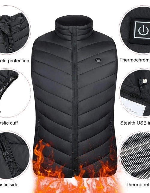 Load image into Gallery viewer, Heating jacket, USB smart switch 2-11 zone heating vest, electric heating hunting vest, men&#39;s and women&#39;s heating padded jacket
