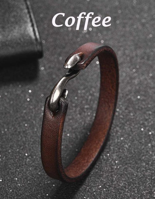 Load image into Gallery viewer, Men Bracelet Genuine Leather Bangle Retro Cuff Bracelet Classic Hooks Wristband Men Women Jewelry Gifts
