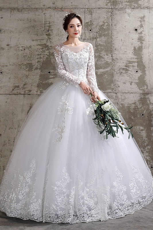 Wedding Dress 2022 New Birde Long Sleeve Ball Gown Luxury Lace Wedding Dresses Vestido De Noiva Robe De Mariee Plus Size