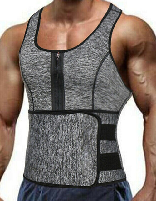 Load image into Gallery viewer, Neoprene Sauna Workout Suit Men Waist Trainer Corset Slimming Vest Zipper Body Shaper with Adjustable Tank Top Faja Shapewear
