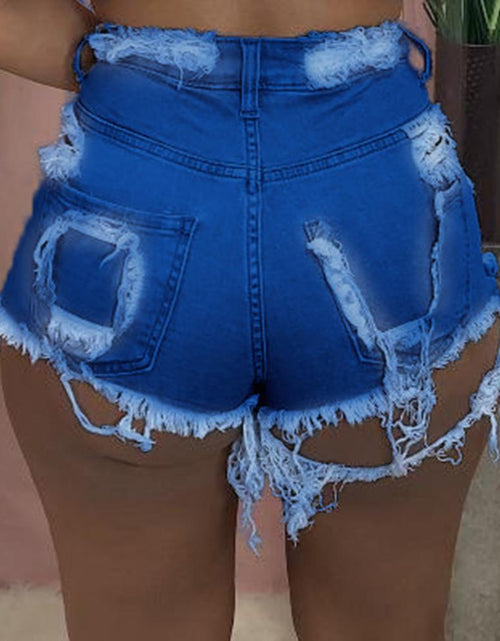 Load image into Gallery viewer, Sexy High Waist Ladies Denim Shorts 2021 Summer New Women&#39;s Ripped Hollow Out Hole Streetwear Plus Size Shorts Jeans
