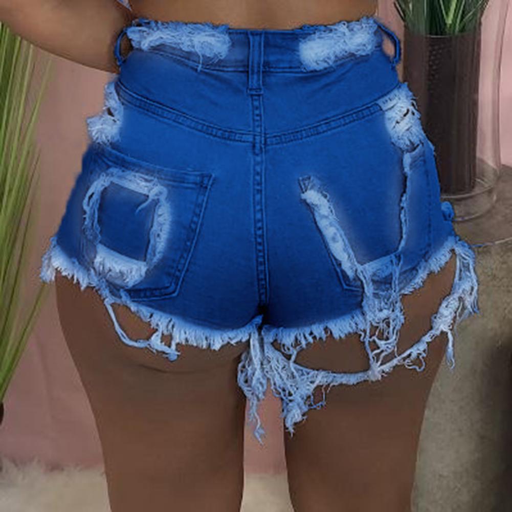 Sexy High Waist Ladies Denim Shorts 2021 Summer New Women&#39;s Ripped Hollow Out Hole Streetwear Plus Size Shorts Jeans