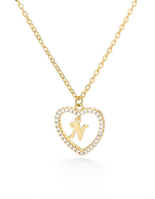 Load image into Gallery viewer, Heart Initial Necklace For Women Hollow Zircon Alphabet Necklaces Letter Pendant 2022 Trend Couple Jewelry Gift collier femme
