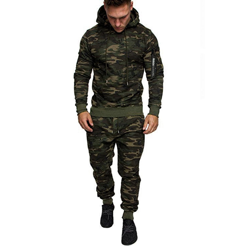 Tracksuit Military Hoodie 2 Pieces Sets Costom Your Logo Camouflage Muscle Man Autumn Winter Tactical Sweat Jacket Pants