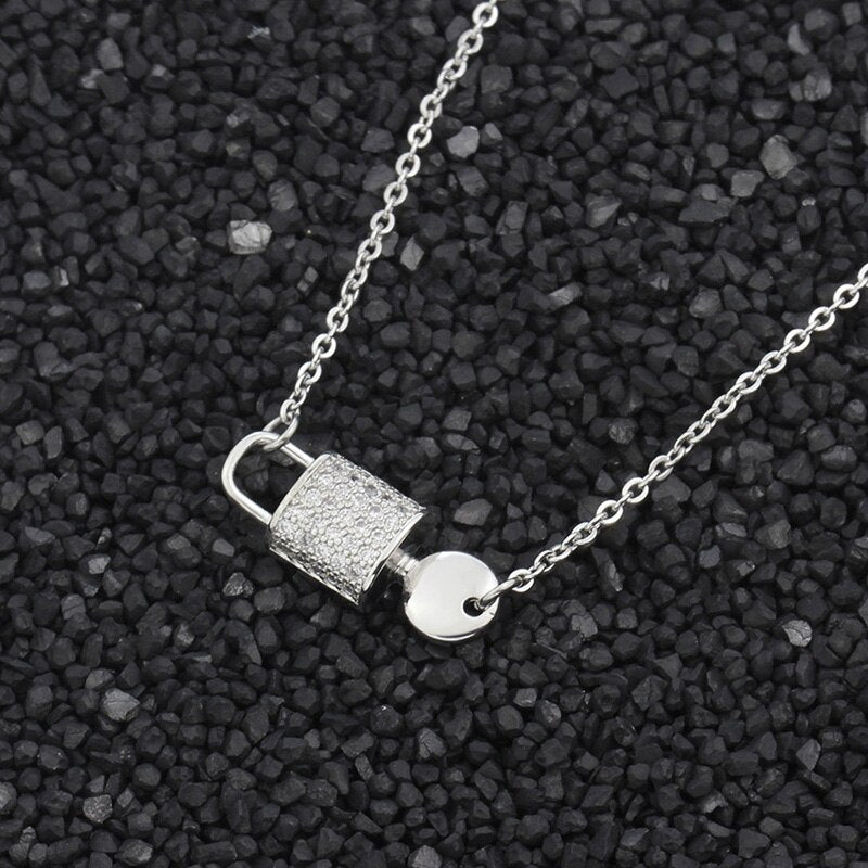 Crystal Lock Necklace For Women Stainless Steel Gold Color Necklaces Pendants Choker 2022 Trend Jewerly Collares Mujer