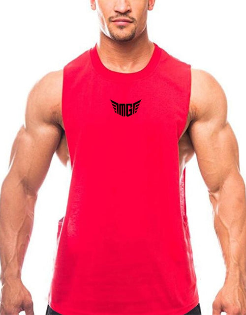 Load image into Gallery viewer, Bodybuilding Tank Tops Men Sports Sleeveless shirt Muscle guys Vest Fitness Drop Armhole Solid Tops Tees Cotton Gym Singlets
