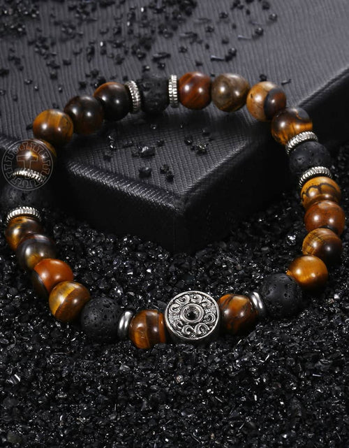 Load image into Gallery viewer, 9mm Tiger Eye Stone Beads Bracelet For Mens Stainless Steel Elastic Charm Bracelets Male Jewelry Men&#39;s Gifts Dropshipping DB42
