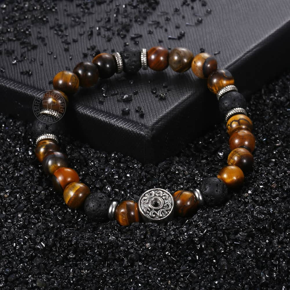 9mm Tiger Eye Stone Beads Bracelet For Mens Stainless Steel Elastic Charm Bracelets Male Jewelry Men&#39;s Gifts Dropshipping DB42