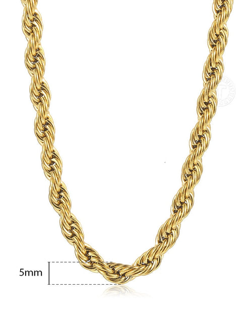 Load image into Gallery viewer, New Fashion Twisted Rope Link Chain Gold Color Stainless Steel Necklace for Men Unisex Chain Jewelry Gifts 22inch 3-7mm KNM178A
