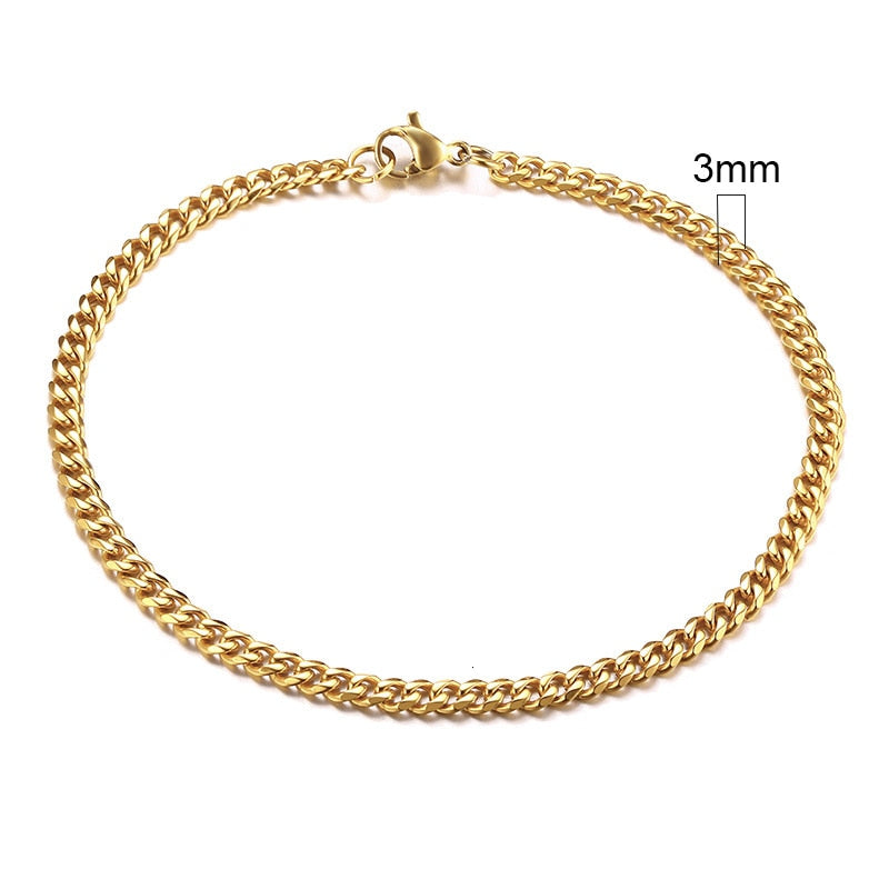 3-11mm Chunky Miami Curb Chain Bracelet for Men, Stainless Steel Cuban Link Chain Wristband Classic Punk Heavy Male Jewelry