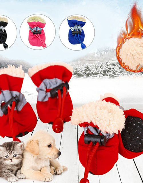 Load image into Gallery viewer, 4pcs/set Waterproof Winter Pet Dog Shoes Anti-slip Rain Snow Boots Footwear Thick Warm For Small Cats Puppy Dogs Socks Booties
