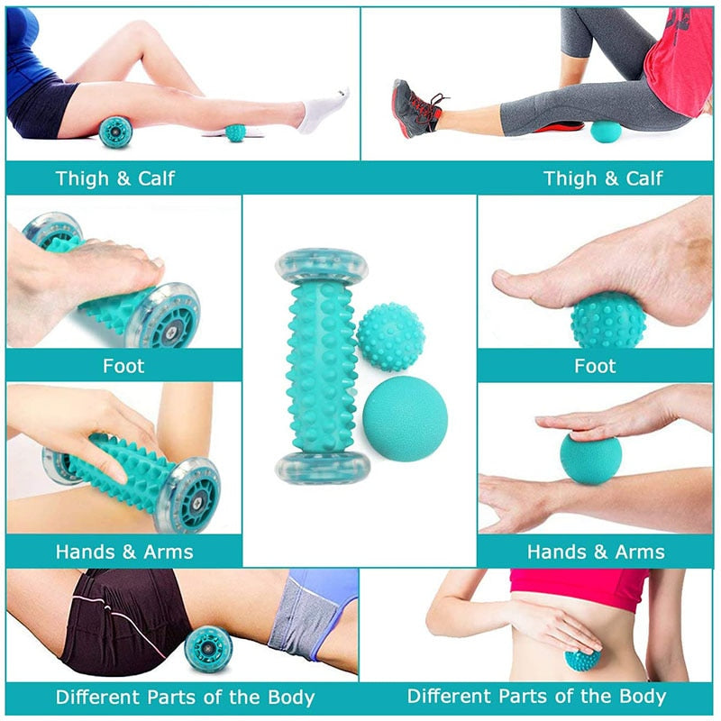 Foot Massager Massage Roller Balls Kit Yoga Sport Fitness Ball For Hand Leg Back Pain Therapy Deep Tissue Trigger Point Recovery