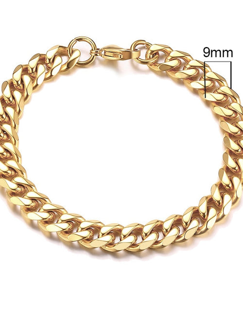 Load image into Gallery viewer, Mens Simple 3-11mm Stainless Steel Curb Cuban Link Chain Bracelets for Women Unisex Wrist Jewelry Gifts
