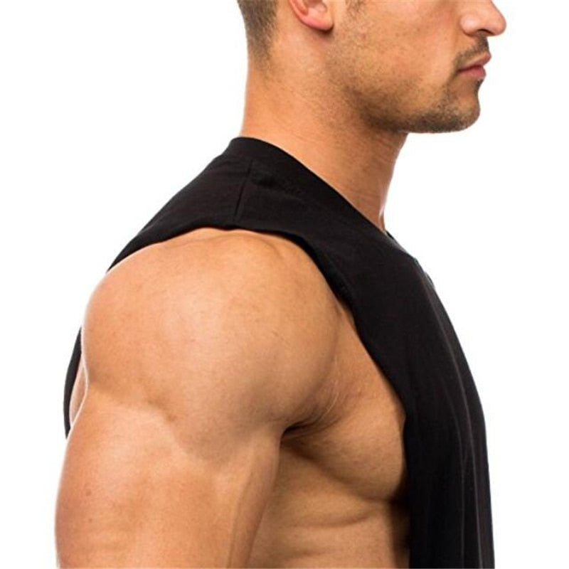 Just Gym Clothing Fitness Mens Sides Cut Off T-shirts Dropped Armholes Bodybuilding Tank Tops Workout Sleeveless Vest