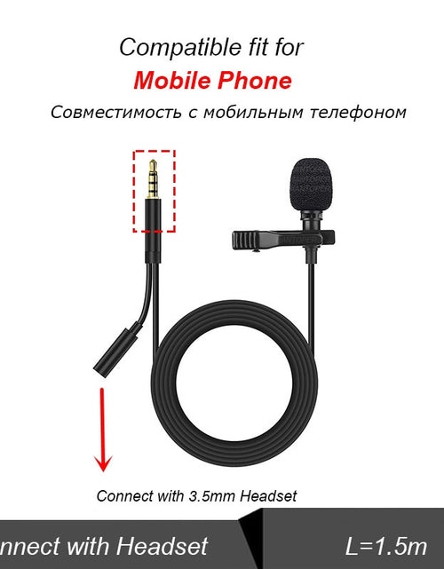 Load image into Gallery viewer, 3.5mm Mini Lavalier Microphone Metal Clip Lapel Mic for Mobile Phone PC Laptop Wired Mikrofo/Microfon for Speaking Vocal Audio
