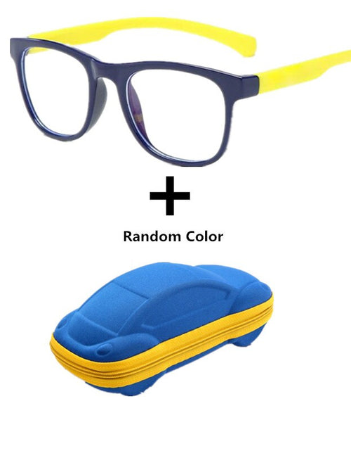 Load image into Gallery viewer, Anti blue Light Kids Glasses Boys Girls Optical Frame Computer Transparent Glasses Children Silicone Soft Eyeglasses +Car Case
