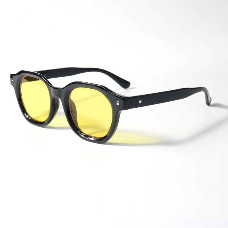 New Trendy Square Rectangle Sunglasses Vintage Women Brand Design Green Frame Yellow Lens Sun Glasses Men Shades UV400