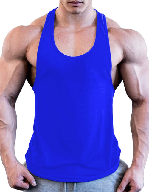 Load image into Gallery viewer, Gym Men Muscle Sleeveless Shirt Tank Top Bodybuilding Sport Fitness Workout Stringer Weight Singlets Breathable Running T-Shirt
