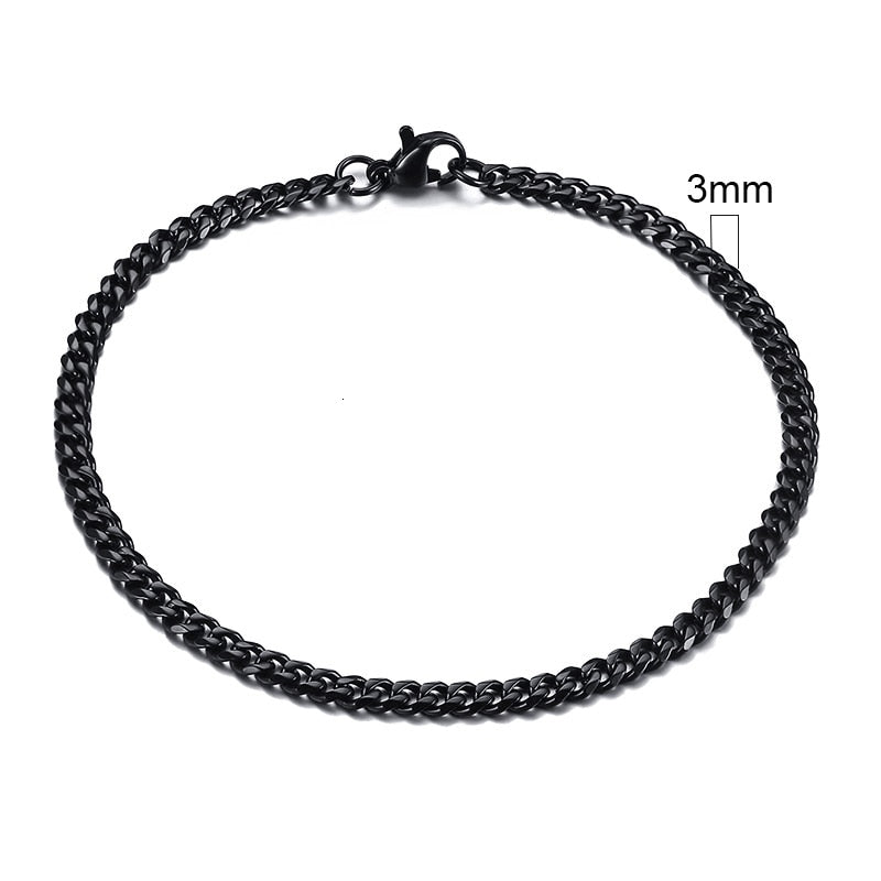 3-11mm Chunky Miami Curb Chain Bracelet for Men, Stainless Steel Cuban Link Chain Wristband Classic Punk Heavy Male Jewelry