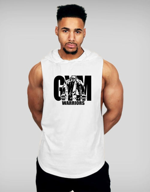 Load image into Gallery viewer, Muscleguys Gym Clothing Mens Bodybuilding Hooded Tank Top Cotton Sleeveless Vest Sweatshirt Fitness Workout Sportswear Tops Male
