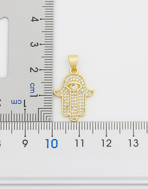 Load image into Gallery viewer, Hot Sale Women Men Hamsa Hand Necklace Gold Color Copper Zircon Evil Eye Pendant &amp; Chain Hip Hop Turkish Luck Jewelry
