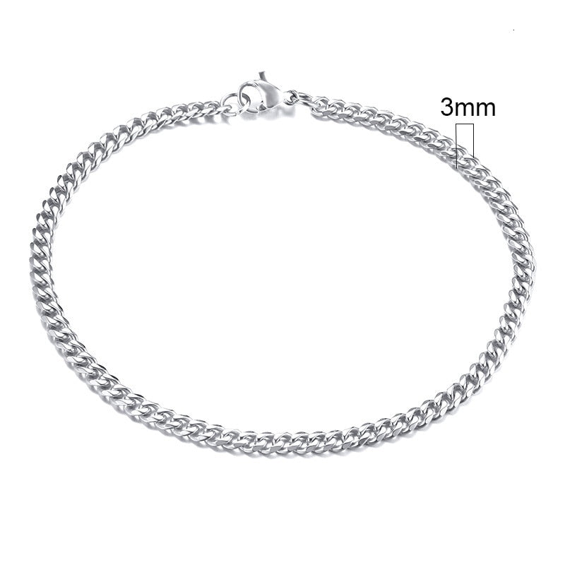 Mens Simple 3-11mm Stainless Steel Curb Cuban Link Chain Bracelets for Women Unisex Wrist Jewelry Gifts