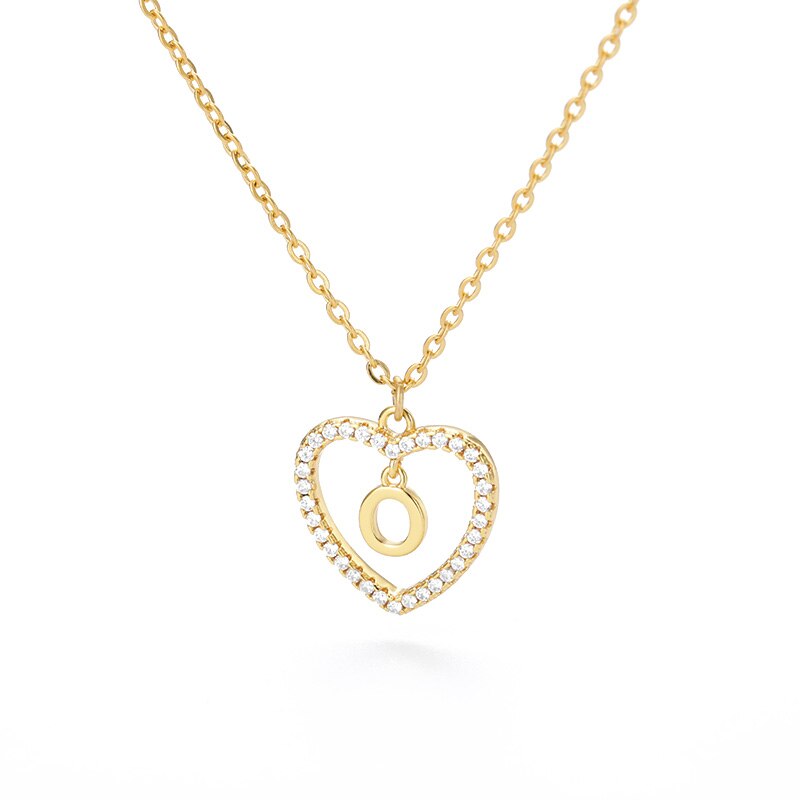 Heart Initial Necklace For Women Hollow Zircon Alphabet Necklaces Letter Pendant 2022 Trend Couple Jewelry Gift collier femme