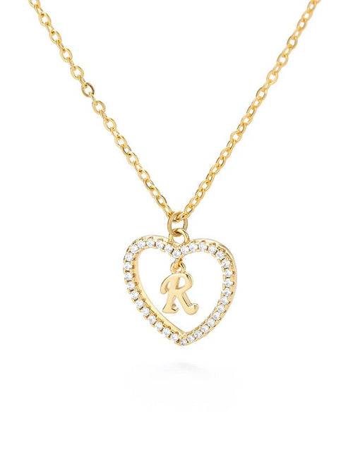 Load image into Gallery viewer, Heart Initial Necklace For Women Hollow Zircon Alphabet Necklaces Letter Pendant 2022 Trend Couple Jewelry Gift collier femme
