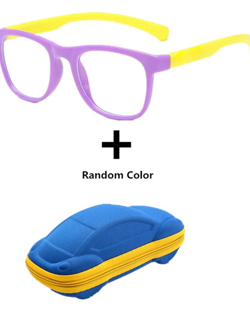 Load image into Gallery viewer, Anti blue Light Kids Glasses Boys Girls Optical Frame Computer Transparent Glasses Children Silicone Soft Eyeglasses +Car Case
