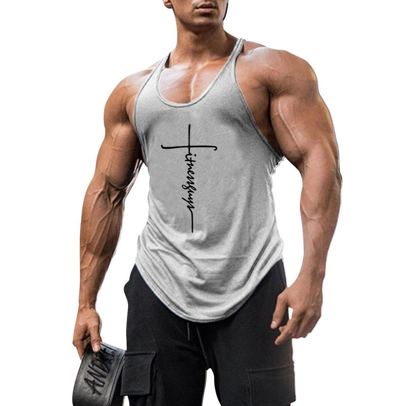 Gym Stringer Tank Top Men Bodybuilding Clothing Cotton Sleeveless Shirt Man Fitness Vest Singlet Sportwear Workout Tanktop