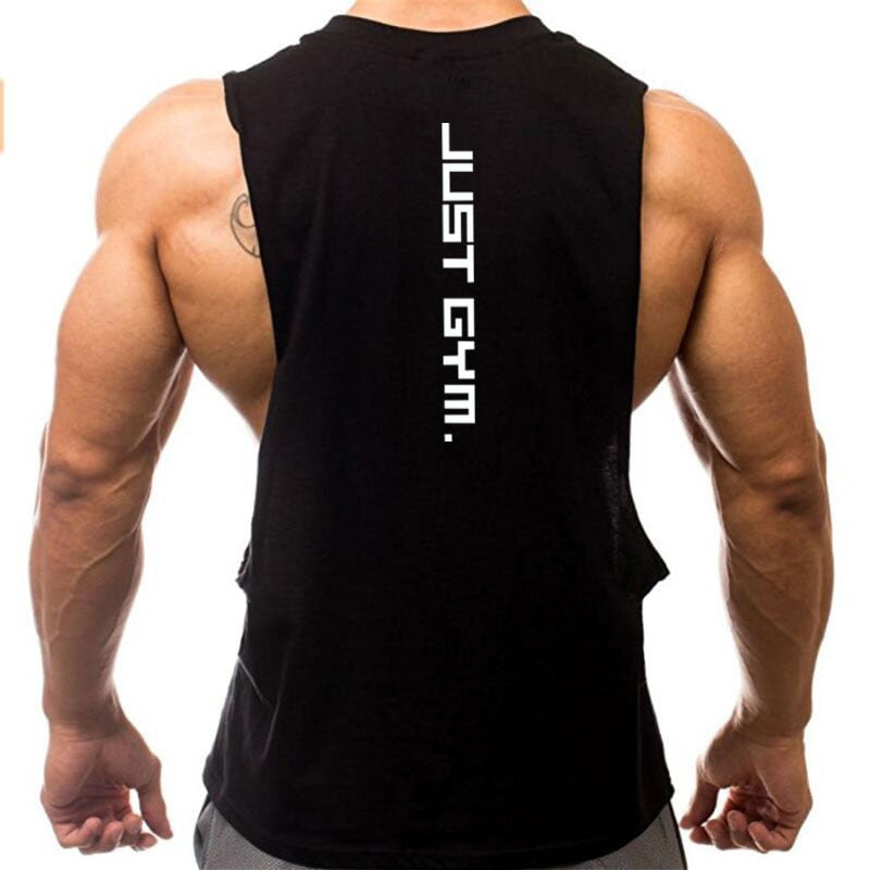 Just Gym Clothing Fitness Mens Sides Cut Off T-shirts Dropped Armholes Bodybuilding Tank Tops Workout Sleeveless Vest