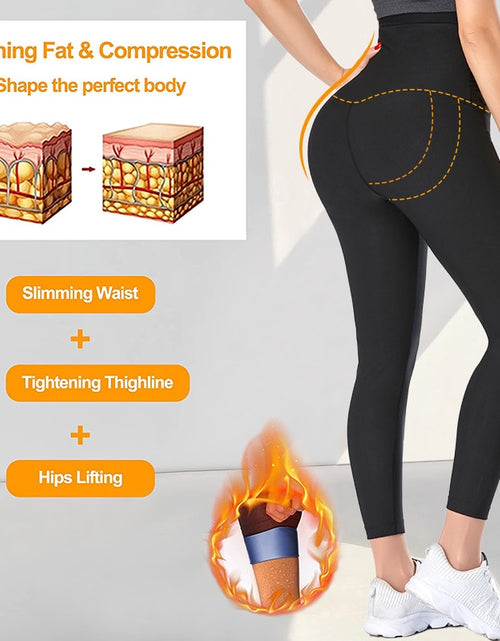 Load image into Gallery viewer, Women&#39;s Sweat Leggings Waist Trainer Body Shaper Sauna Compression High Waist Sport Pants For Weight Loss Slimming Shapewear
