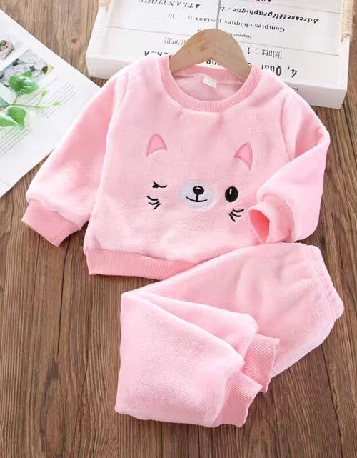 Load image into Gallery viewer, Baby Girls Clothing Set Autumn Winter Velvet Thick Warm Casual Hooded Sweater Cartoon Elephant 3Pcs Toddler Boys Clothes Suit
