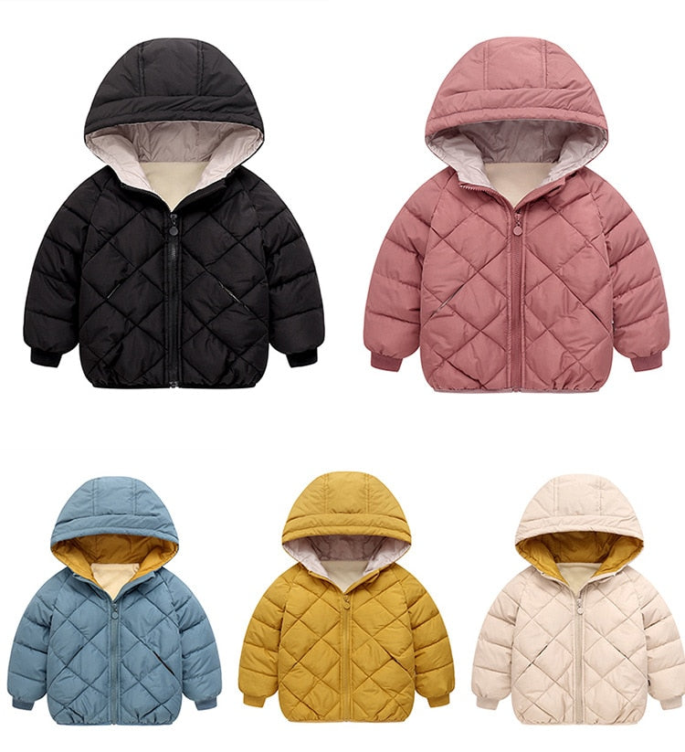 Autumn Winter New Children Down  Jacket Boys Girls Fashion Thick Warm Jacket Baby Hooded Warm Outwear Kids Cotton Coat 2-7 Year